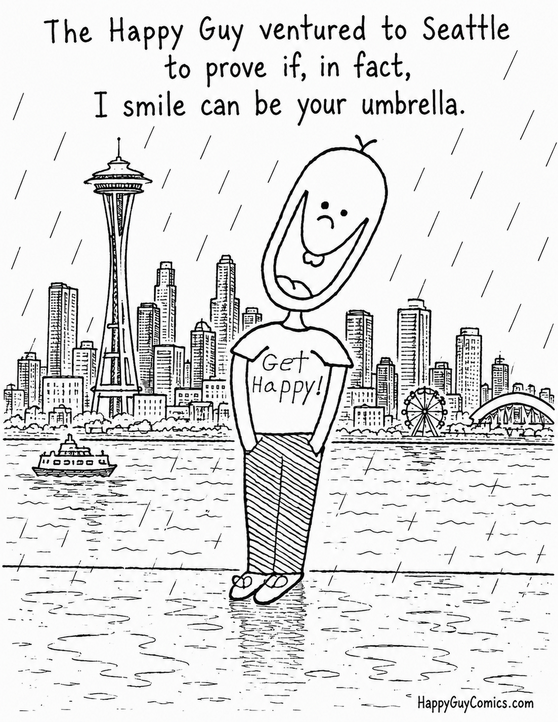 The Happy Guy ventured to Seattle to prove if, in fact, I smile can be your umbrella.